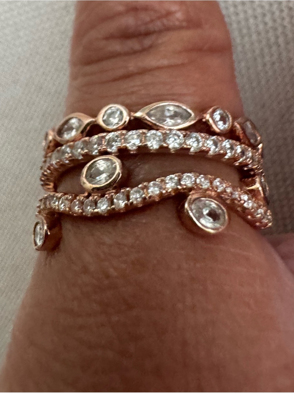 Rose Gold Crystal 925 silver Stacking Rings - Women Jewelry